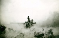 A 106 mm anti-tank gun (known as a BAT) in action when the Battalion was on exercise in Canada in 1961.